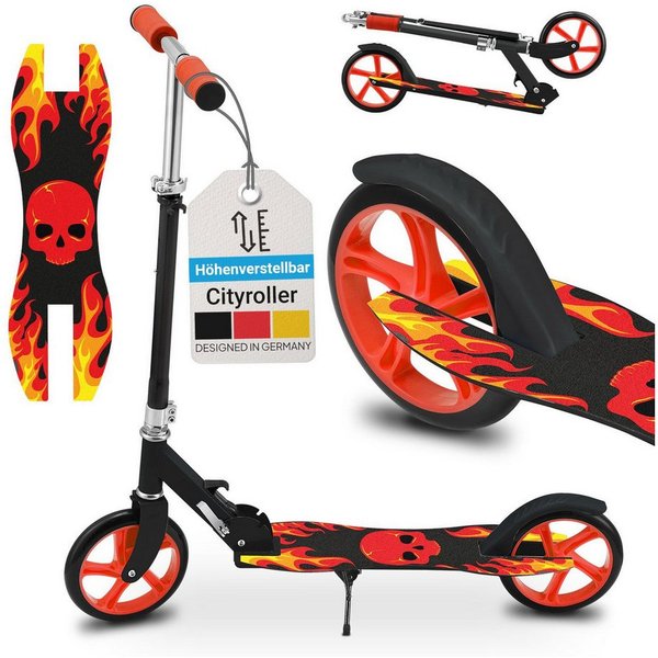 ArtSport Cityroller Fire, mit XXL Rädern, Fußständer, Hinterradreibungsbremse