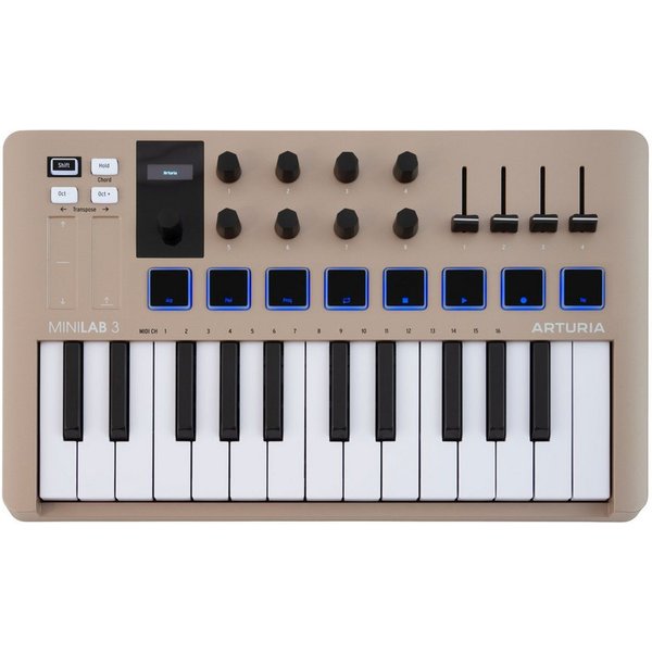 Arturia Masterkeyboard (Masterkeyboards, MIDI-Keyboard 25), MiniLab 3 Champagne - Midi Keyboard