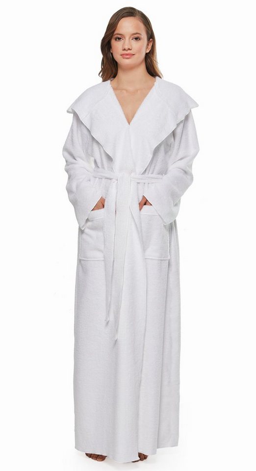 Arus Damenbademantel Angel, extra lang, mit Kapuze, ideal für Zuhause & Wellness, Langform, 100% Baumwolle, Kapuze, Gürtel, mit Kapuze, extra lang, leicht, 100  – Bild 3 von 5