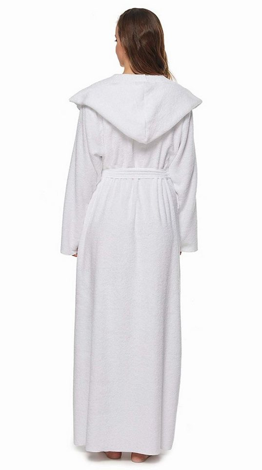 Arus Damenbademantel Angel, extra lang, mit Kapuze, ideal für Zuhause & Wellness, Langform, 100% Baumwolle, Kapuze, Gürtel, mit Kapuze, extra lang, leicht, 100  – Bild 4 von 5