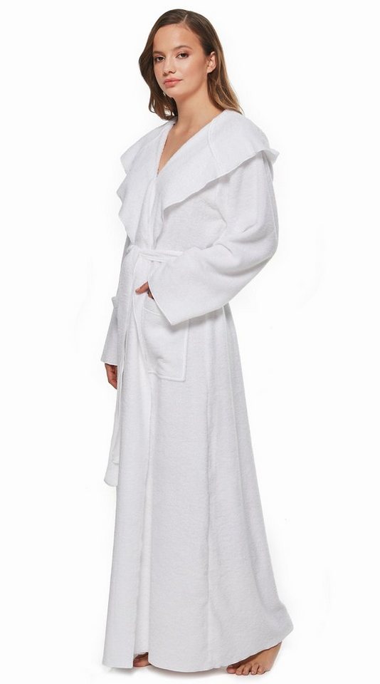 Arus Damenbademantel Angel, extra lang, mit Kapuze, ideal für Zuhause & Wellness, Langform, 100% Baumwolle, Kapuze, Gürtel, mit Kapuze, extra lang, leicht, 100  – Bild 5 von 5