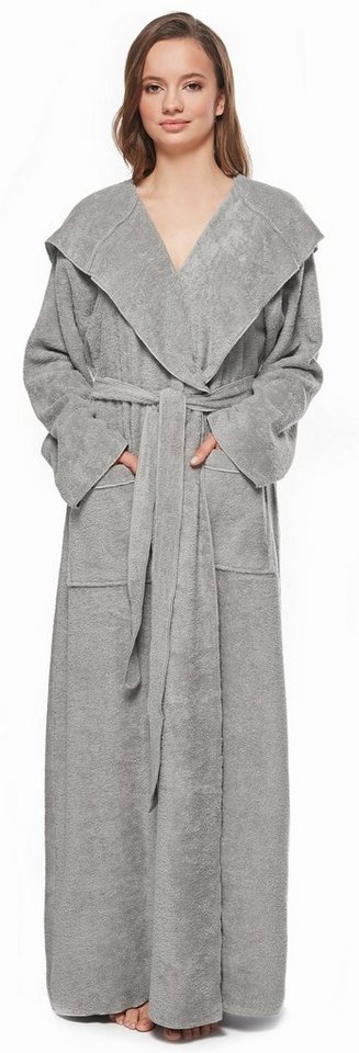 Arus Damenbademantel Angel, extra lang, mit Kapuze, ideal für Zuhause & Wellness, Langform, 100% Baumwolle, Kapuze, Gürtel, mit Kapuze, extra lang, leicht, 100  – Bild 3 von 5