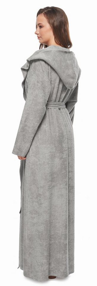 Arus Damenbademantel Angel, extra lang, mit Kapuze, ideal für Zuhause & Wellness, Langform, 100% Baumwolle, Kapuze, Gürtel, mit Kapuze, extra lang, leicht, 100  – Bild 4 von 5