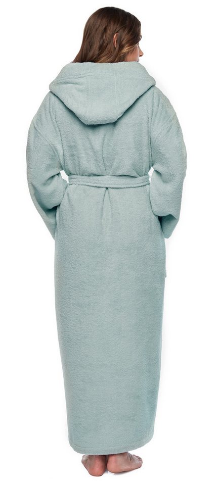 Arus Damenbademantel Astra, pflegeleicht, wadenlang oder extralang für Spa & Sauna, 100% Baumwolle, Kapuze, Gürtel, mit Kapuze, wadenlang oder extra lang, 100%  – Bild 3 von 5