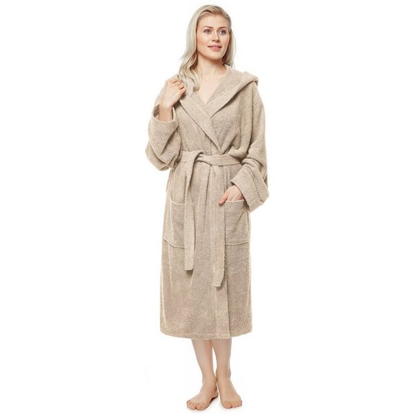 Arus Damenbademantel Pandora, waden lang, mit Kapuze, 100% Baumwolle, für Spa & Zuhause, 100% Baumwolle, Kapuze, Gürtel, mit Kapuze, wadenlang, 100% Baumwolle