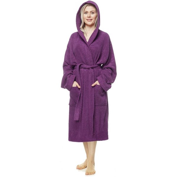 Arus Damenbademantel Pandora, waden lang, mit Kapuze, 100% Baumwolle, für Spa & Zuhause, 100% Baumwolle, Kapuze, Gürtel, mit Kapuze, wadenlang, 100% Baumwolle