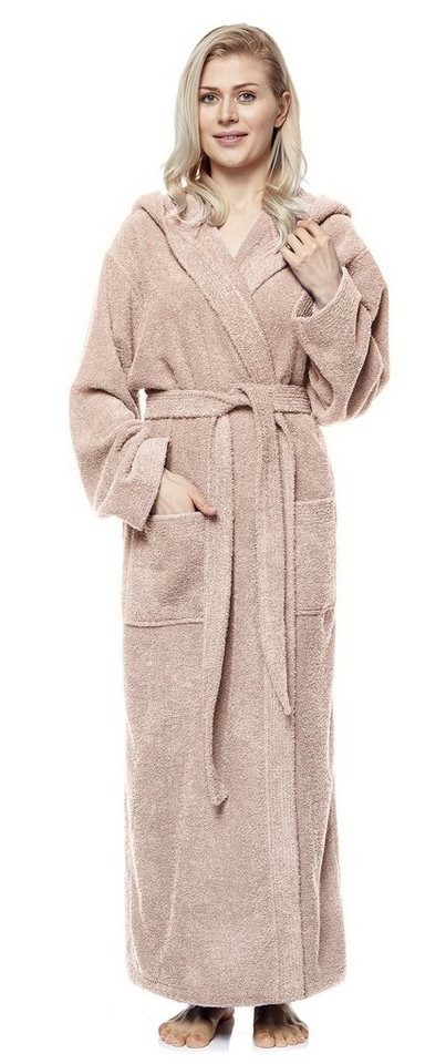 Arus Damenbademantel Pandora, extra lang, mit Kapuze, 100% Baumwolle, für Spa & Zuhause, langform, 100% Baumwolle, Kapuze, Gürtel, mit Kapuze, extra lang, 100%  – Bild 4 von 5
