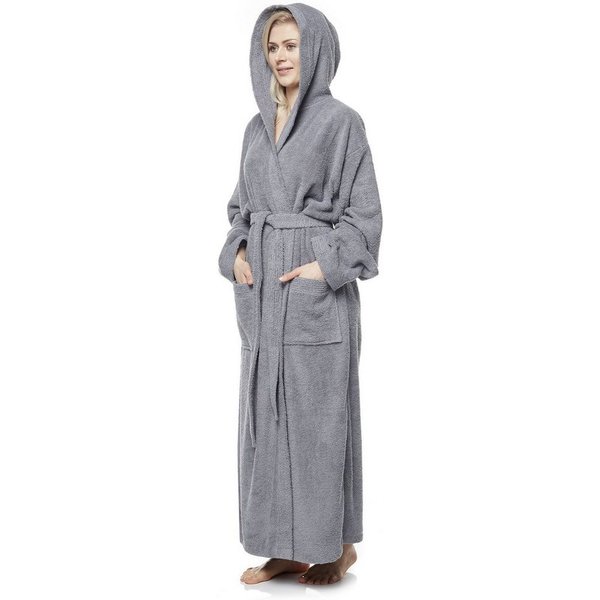 Arus Damenbademantel Pandora, extra lang, mit Kapuze, 100% Baumwolle, für Spa & Zuhause, langform, 100% Baumwolle, Kapuze, Gürtel, mit Kapuze, extra lang, 100% 
