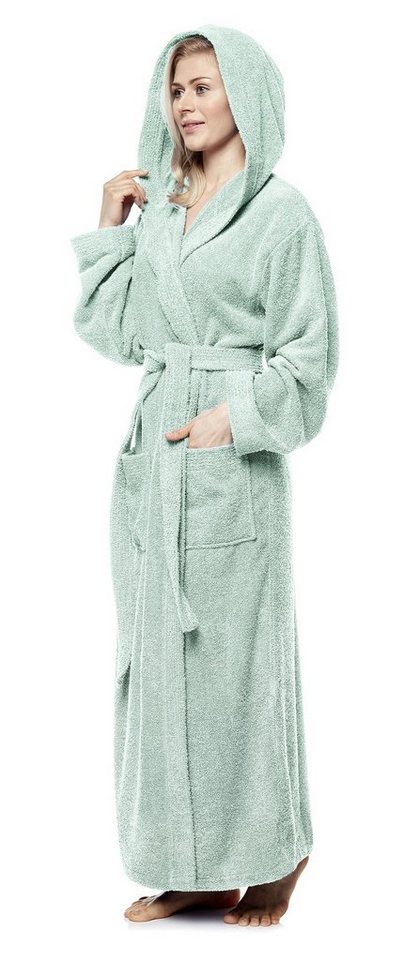 Arus Damenbademantel Pandora, extra lang, mit Kapuze, 100% Baumwolle, für Spa & Zuhause, langform, 100% Baumwolle, Kapuze, Gürtel, mit Kapuze, extra lang, 100%  – Bild 3 von 5