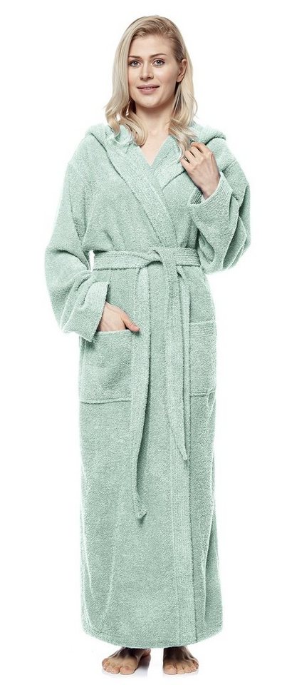 Arus Damenbademantel Pandora, extra lang, mit Kapuze, 100% Baumwolle, für Spa & Zuhause, langform, 100% Baumwolle, Kapuze, Gürtel, mit Kapuze, extra lang, 100%  – Bild 4 von 5