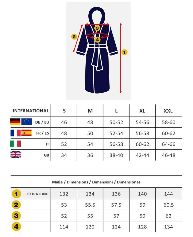 Arus Herrenbademantel Pacific, mit Kapuze, 100% Baumwolle, extra lang, für Spa & Zuhause, langform, 100% Baumwolle, Kapuze, Gürtel, mit Kapuze, extra lang, 100% – Bild 4 von 4