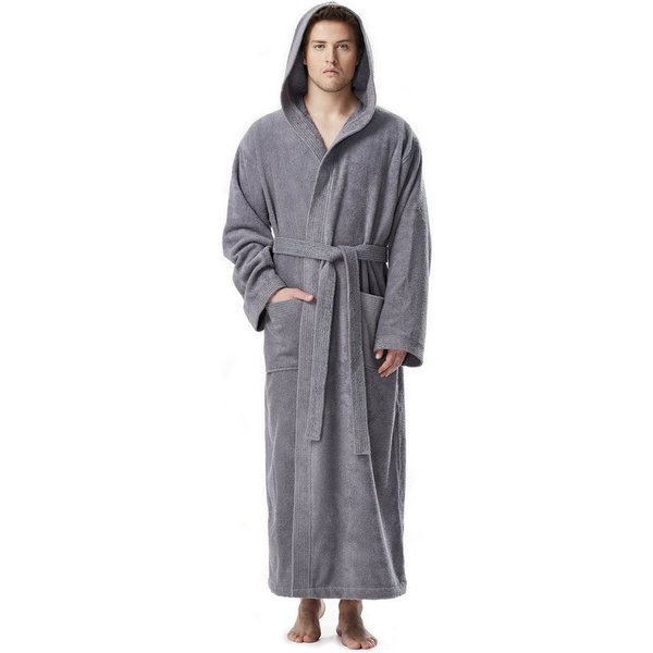 Arus Herrenbademantel Pacific, mit Kapuze, 100% Baumwolle, extra lang, für Spa & Zuhause, langform, 100% Baumwolle, Kapuze, Gürtel, mit Kapuze, extra lang, 100%