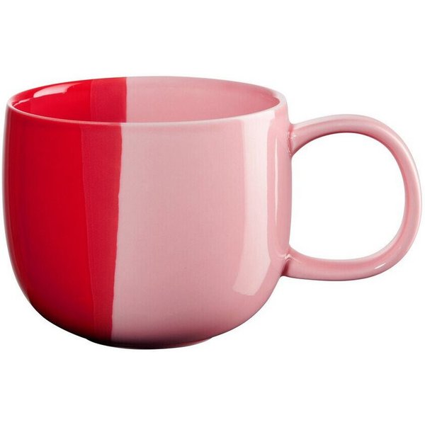 ASA SELECTION Becher Henkelbecher 0,4 l Joy Strawberry Smoothie, 1-tlg., Porzellan, Henkelbecher, Ø10cm, Porzellan, mehrfarbig