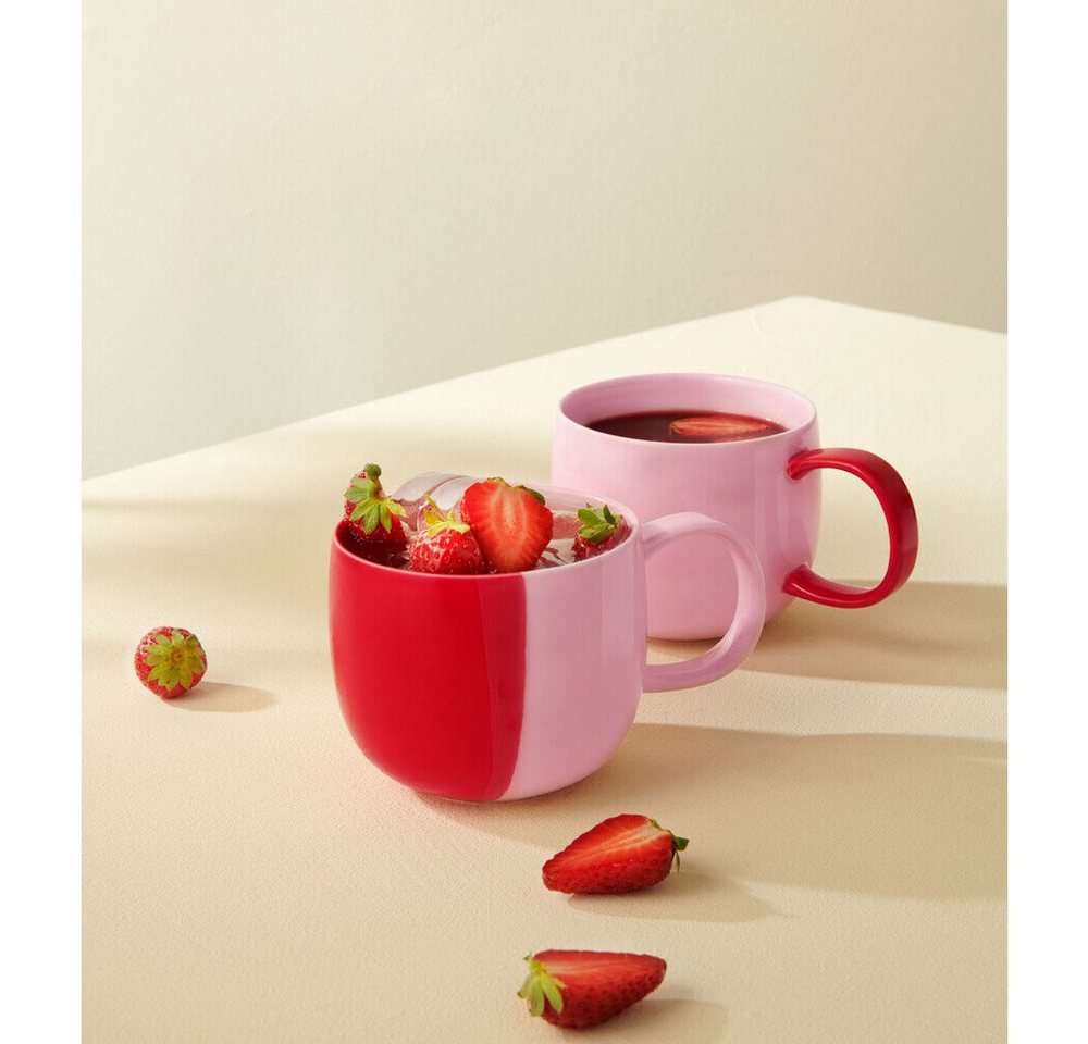 ASA SELECTION Becher Henkelbecher 0,4 l Joy Strawberry Smoothie, 1-tlg., Porzellan, Henkelbecher, Ø10cm, Porzellan, mehrfarbig – Bild 2 von 2