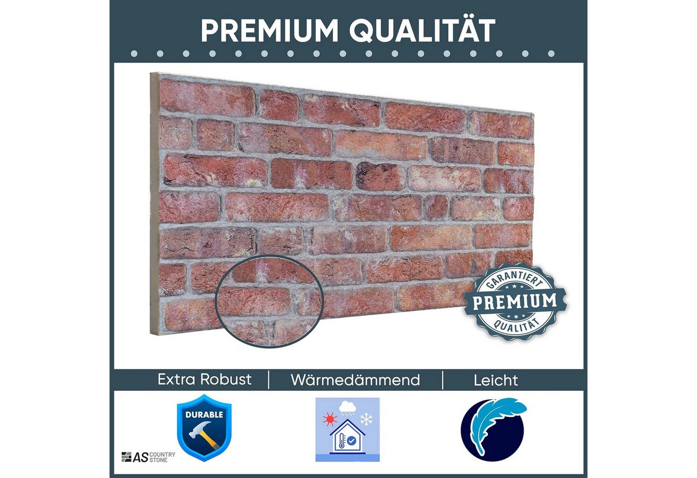 ASCountrystone Wandpaneel Backsteinoptik, BxL: 50,00x100,00 cm, 0,50 qm – Bild 2 von 5