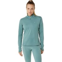 ASICS Damen T-Shirt ROAD WINTER 1/2 ZIP MID LAYER, Größe XL in Grün