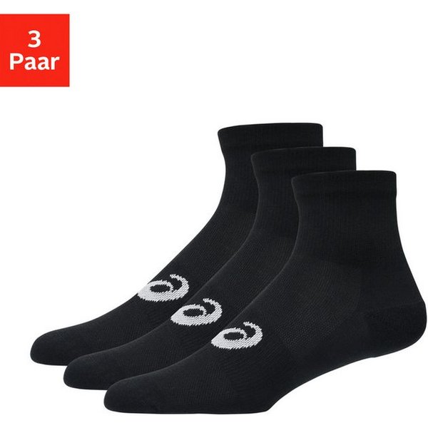 Asics Laufsocken 3 PACK QUARTER SOCK Atmungsaktiv, Gedämpfte Sohle, Anatomische Passform