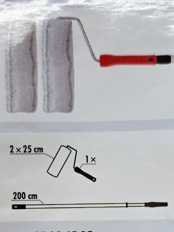 ASKON Malerset Farbroller-Set mit Teleskopstab, (Set, 4-tlg., 2 Farbwalzen 25 cm, 1 Bügel, 1 Teleskopstange bis 200 cm), 4-teilig – Bild 2 von 3
