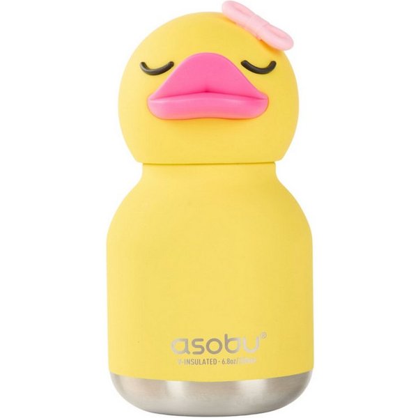 ASOBU Trinkflasche Isolierte Trinkflasche Mini Bestie 200 ml Strohhalm Schlüsselring