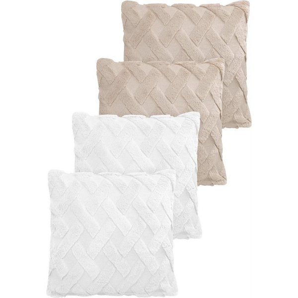 Aspero Dekokissen 4er Set Kissenbezüge Sofia, Plüsch Couchkissen 45 x 45 cm mit Cashmere Feeling
