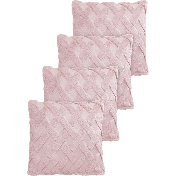 Aspero Dekokissen 4er Set Kissenbezüge Sofia, Plüsch Couchkissen 45 x 45 cm mit Cashmere Feeling