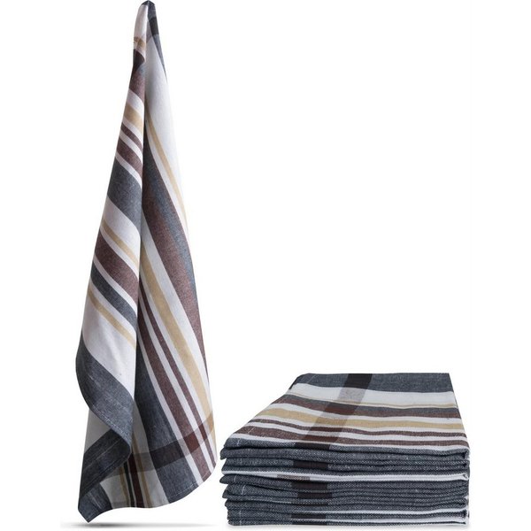 Aspero Geschirrtuch 10 Geschirrtücher Toffee Stripe, (10er Pack)