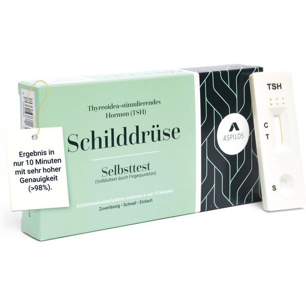 ASPILOS Hämoglobin-Schnelltest Schilddrüsen Unterfunktion Selbsttest für Zuhause in 10 Minuten, Bluttest, selbst durchführbar, TSH-Wert, 1-tlg., Schilddrüsenunt