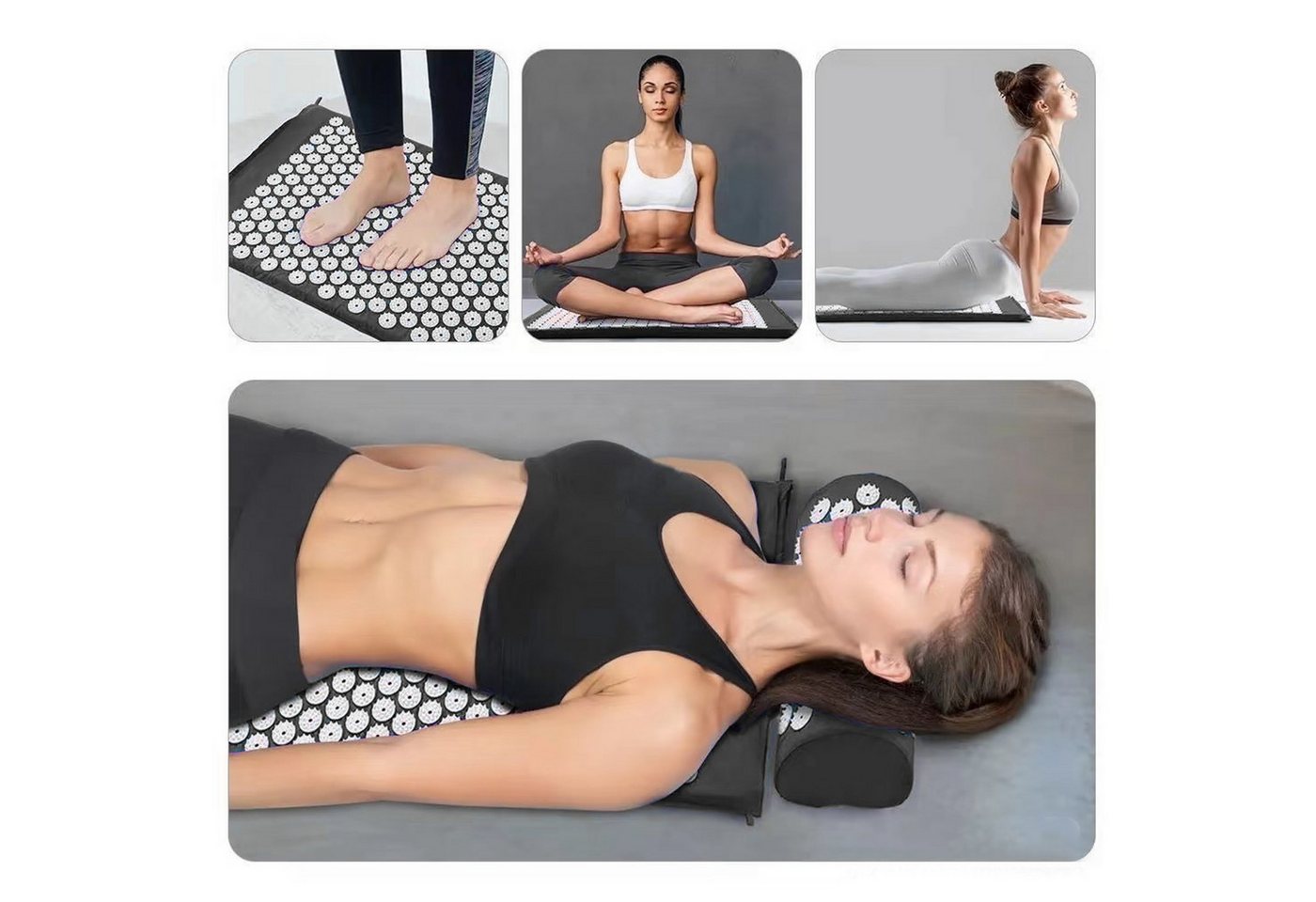 ASPRIA Yogamatte Akupressur-Set, Akupressurmatte & Akupressurkiss zur Entspannung, Whigre Akupressur-Set – Bild 2 von 3
