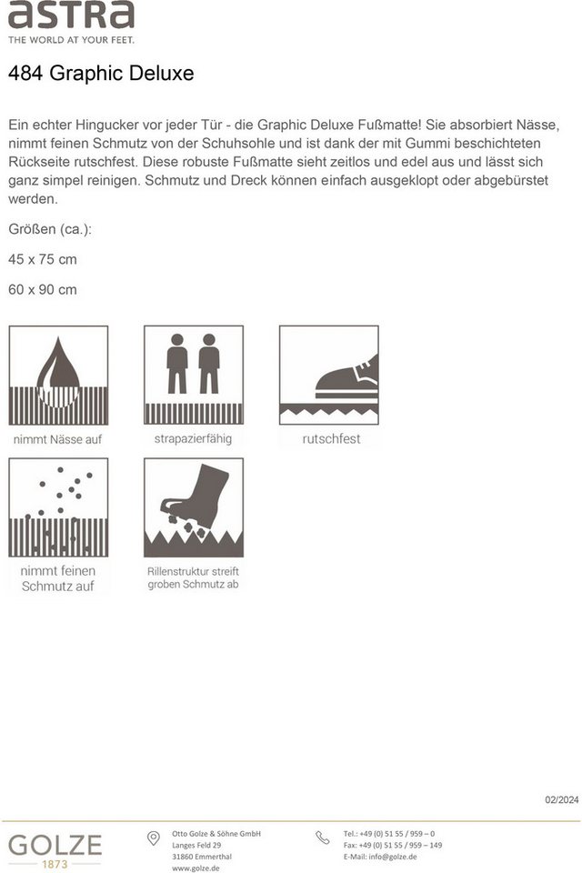 ASTRA Fußmatte GraphicDeluxe, rechteckig, Höhe: 8 mm, Türmatte, wetterfest, schmutzabweisend, rutschfest – Bild 2 von 2