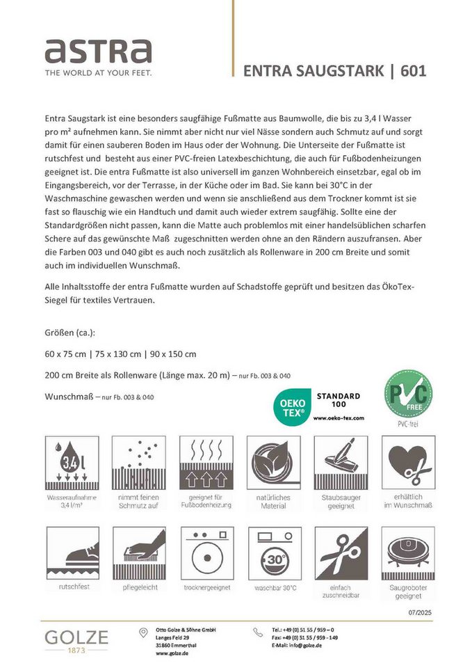 ASTRA Läufer Saugstark 601, rechteckig, Höhe: 9 mm, In -und Outdoor geeignet – Bild 4 von 5