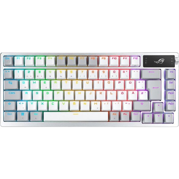 Asus ROG Azoth White Gaming-Tastatur (QWERTZ, RGB-LED, Mechanisch, USB, Bluetooth, Funk, ergonomisches Design)