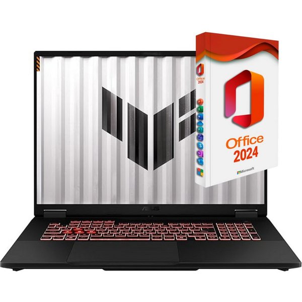 Asus TUF Gaming 18" Nvidia RTX 5060, Windows 11 Pro inkl MS Office 2024 Pro Gaming-Notebook (45,7 cm/18 Zoll, AMD Core i7 260H, Nvidia GeForce RTX 5060, 8 GB, 5