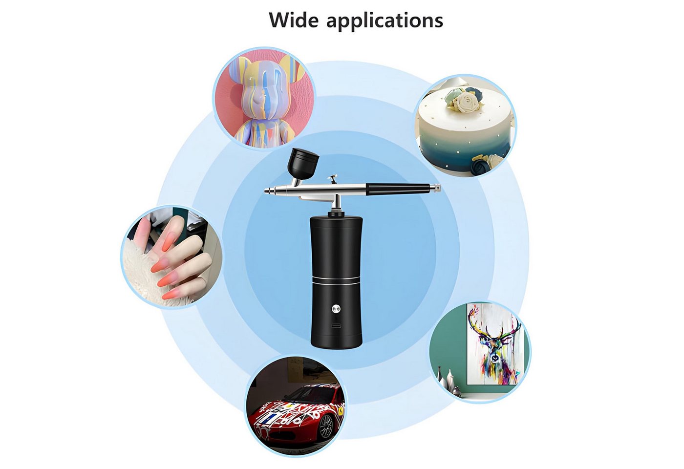 Athlix Airbrush-Kompressor Airbrush mit Kompressor zum Nagellackieren kabellos Sprühpistole, 360 kPa Luftdruck - Ideal für feine Detailarbeiten – Bild 2 von 5