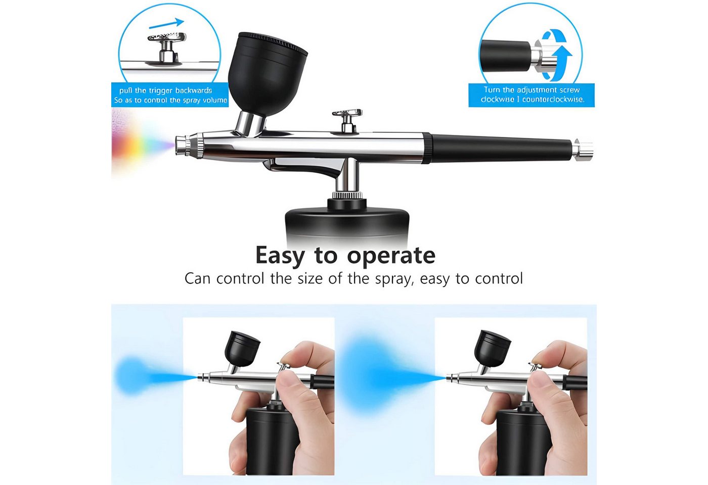 Athlix Airbrush-Kompressor Airbrush mit Kompressor zum Nagellackieren kabellos Sprühpistole, 360 kPa Luftdruck - Ideal für feine Detailarbeiten – Bild 5 von 5