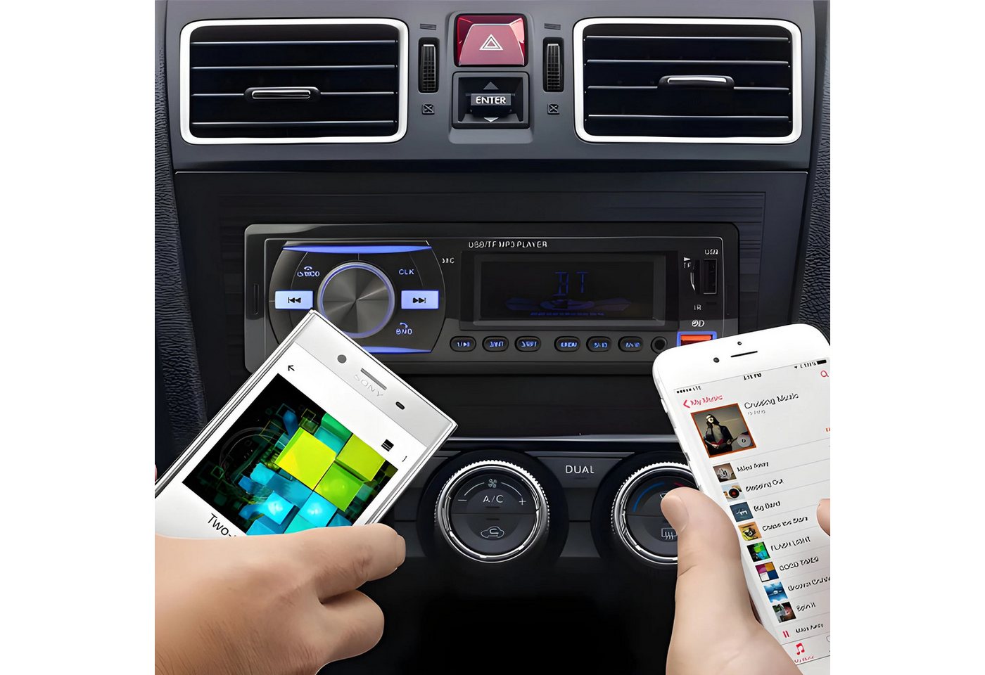 Athlix Auto Radio DAB+, Bluetooth, USB, Aux-Eingang, Sub-Out, Multicolour Autoradio (Freisprechfunktion, App-Steuerung, Schnellladung) – Bild 4 von 4