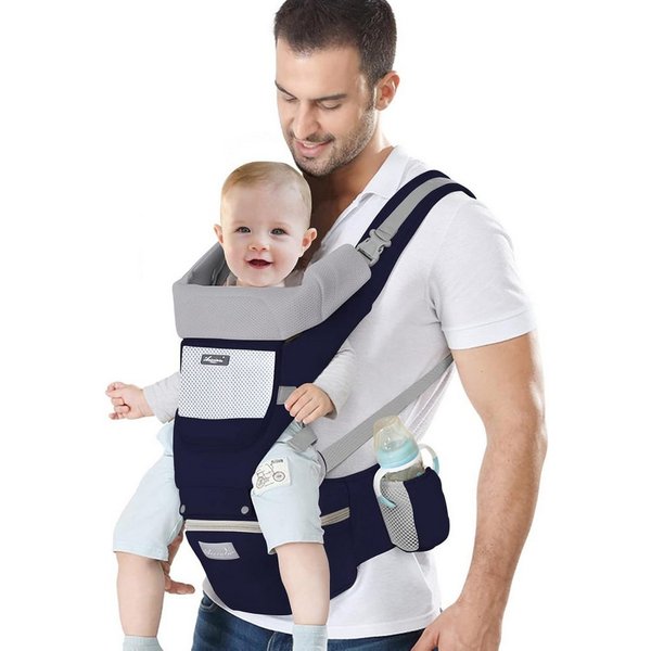 Athlix Bauchtrage Babytrage mit abnehmbarem Hüftsitz atmungsaktiv Komfort, 3-36 Monate, 3-20 kg, Atmungsaktive reine Baumwolle, Komforttrage