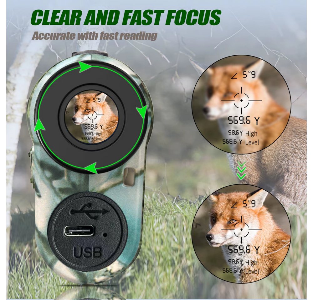 Athlix Entfernungsmesser Jagd-Laser-Entfernungsmesser, Golf-Rangefinder Messgerät, Modus-Speicherfunktion, Kontinuierlicher Scan-Modus – Bild 4 von 5