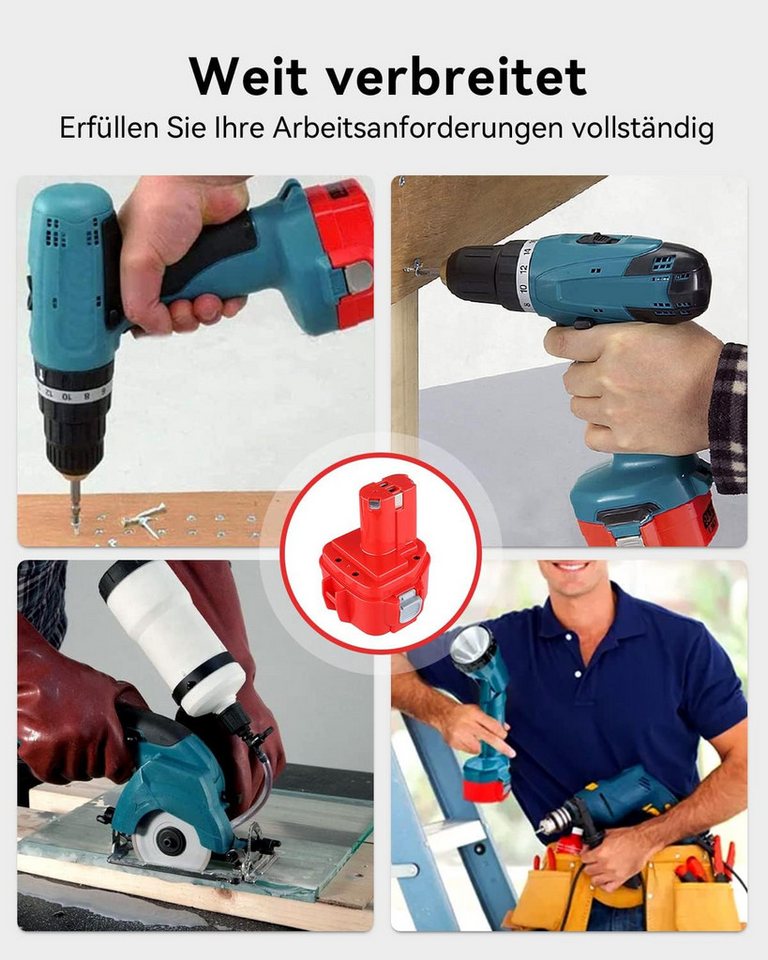 Athlix Ersatz Akku 4,0 Ah für Makita 12-V-Akku, 2er Set, PA1222 1220 1200 Akkupacks (12 V), 2 Stück, 4000 mAh, 20 % längere Laufzeit – Bild 5 von 5
