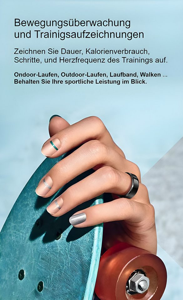 Athlix Fitness-Tracker Smart Ring Fitness Tracker Herzfrequenz Schlafüberwachung Blutdruck, Kompakt, elegant, futuristisch – Bild 3 von 3