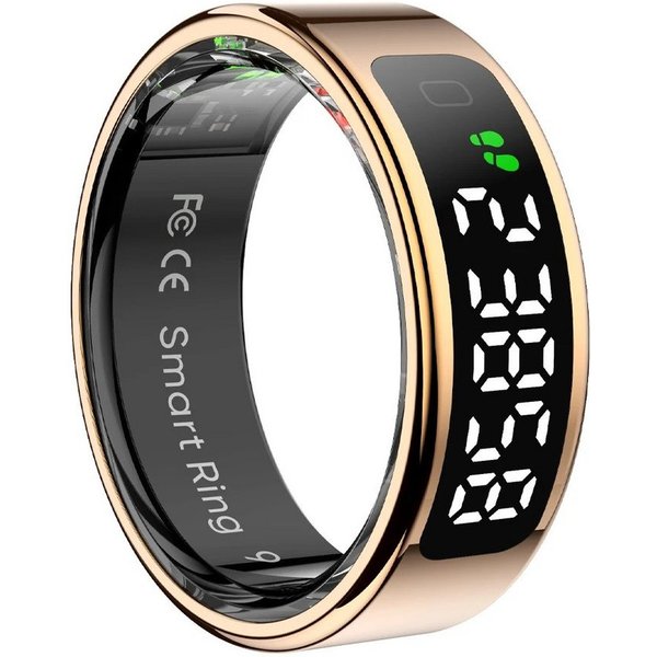 Athlix Fitness-Tracker Smart Ring mit Bildschirm und Touch Fitness Tracker Gesundheitsmanager, Wasserdicht, Touch- & Gesten-Design, aus Edelstahl