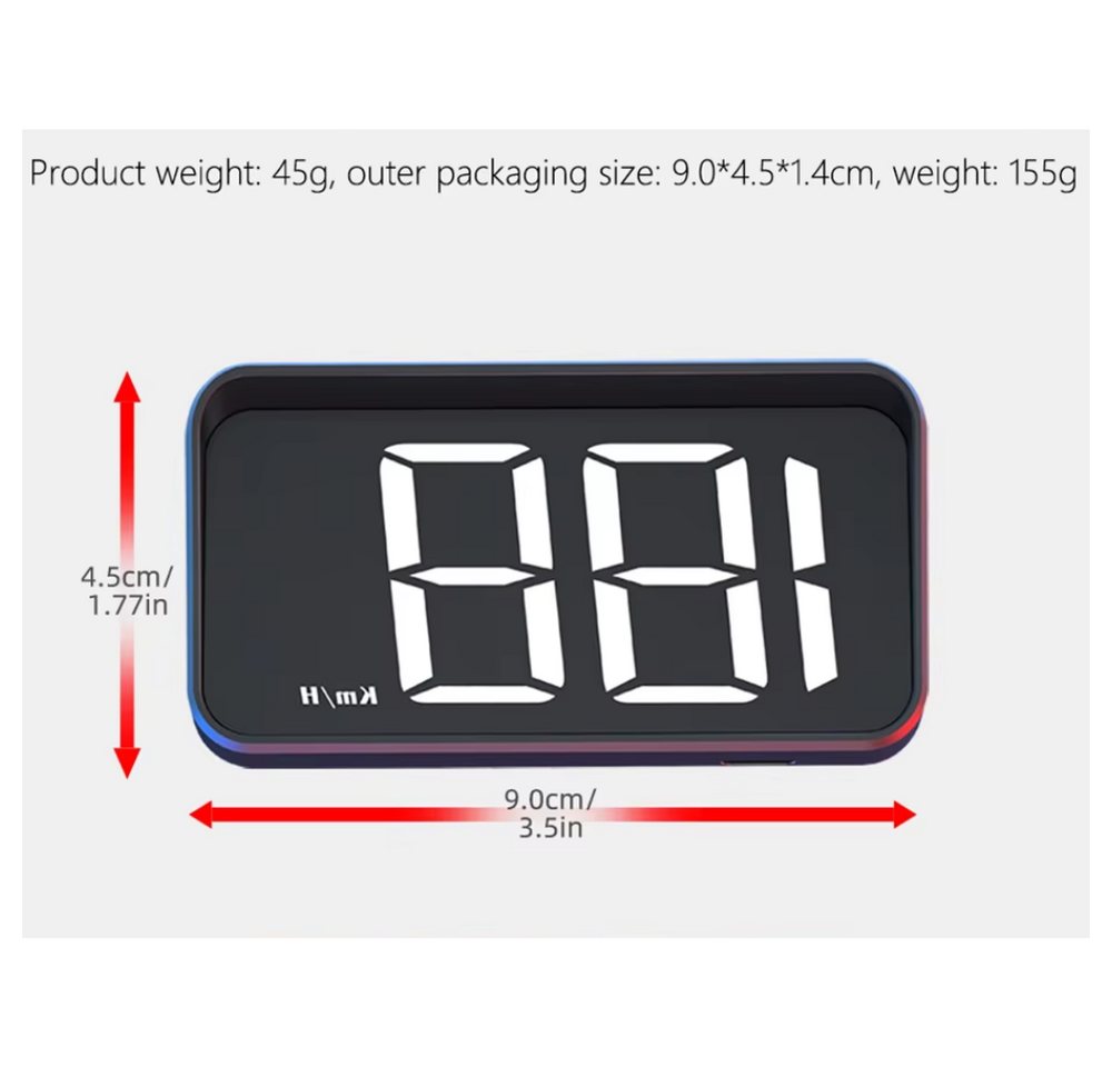 Athlix Head Up Display Digitales Head-Up-Display (HUD) Geschwindigkeitsmesser, Einfache Plug-and-Play-Nutzung, Blendfreie Anzeige – Bild 3 von 5