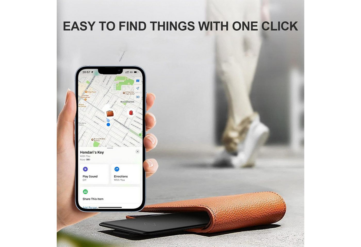 Athlix InCard GPS Tracker Kreditkartenformat, Google Find Hub & Apple Find My GPS-Tracker (5 Jahre Akkulaufzeit, Weltweiter Verlustmodus, IP68 Wasserdicht) – Bild 2 von 5