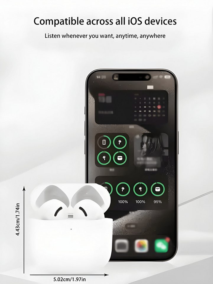 Athlix Kabellose Bluetooth Kopfhörer mit ANC 4. Generation In-Ear-Kopfhörer (Aktive Geräuschunterdrückung, 4 Std. Wiedergabe) – Bild 2 von 5