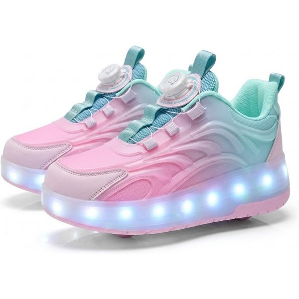 Athlix Kinder LED Sneaker mit Rollen Leuchtschuhe Freizeitschuhe Herbst Sneaker Patchwork-Design, Integrierte LED-Lichter mit Leuchteffekt