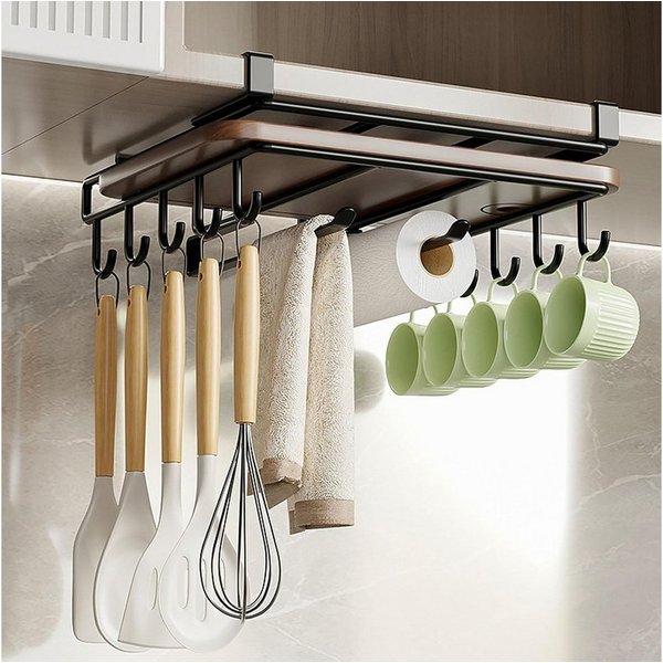 Athlix Küchenorganizer-Set Unterbau-Küchenorganizer Hängeregal für Handtücher Besteck Regal, (Haken für Handtücher, Schneidebretter & Topfdeckel), Einhängesyste