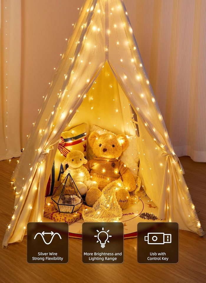Athlix LED-Lichtervorhang LED Vorhang Lichterkette wasserdicht Weihnachten Fernbedienung, 3m breit - bis zu 3m lang, Innen und Außen – Bild 2 von 5