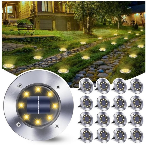 Athlix LED Solarleuchte Solar Bodenleuchten Außen, 8 LED Solarlampen für Garten Solarleuchten, LED fest integriert
