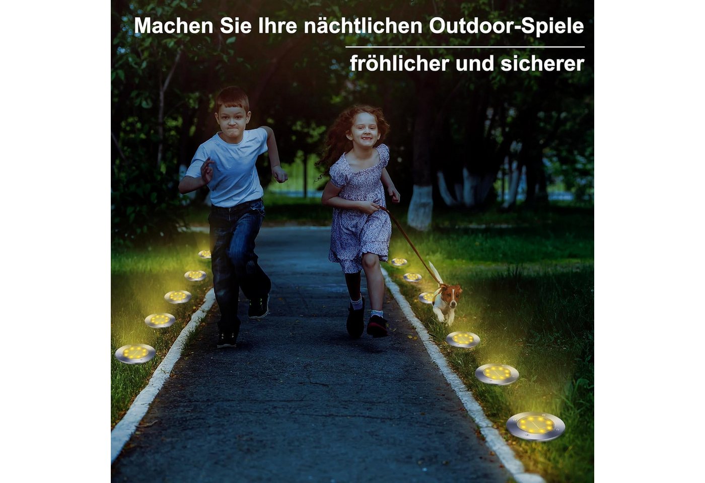 Athlix LED Solarleuchte Solar Bodenleuchten Außen, 8 LED Solarlampen für Garten Solarleuchten, LED fest integriert – Bild 5 von 5
