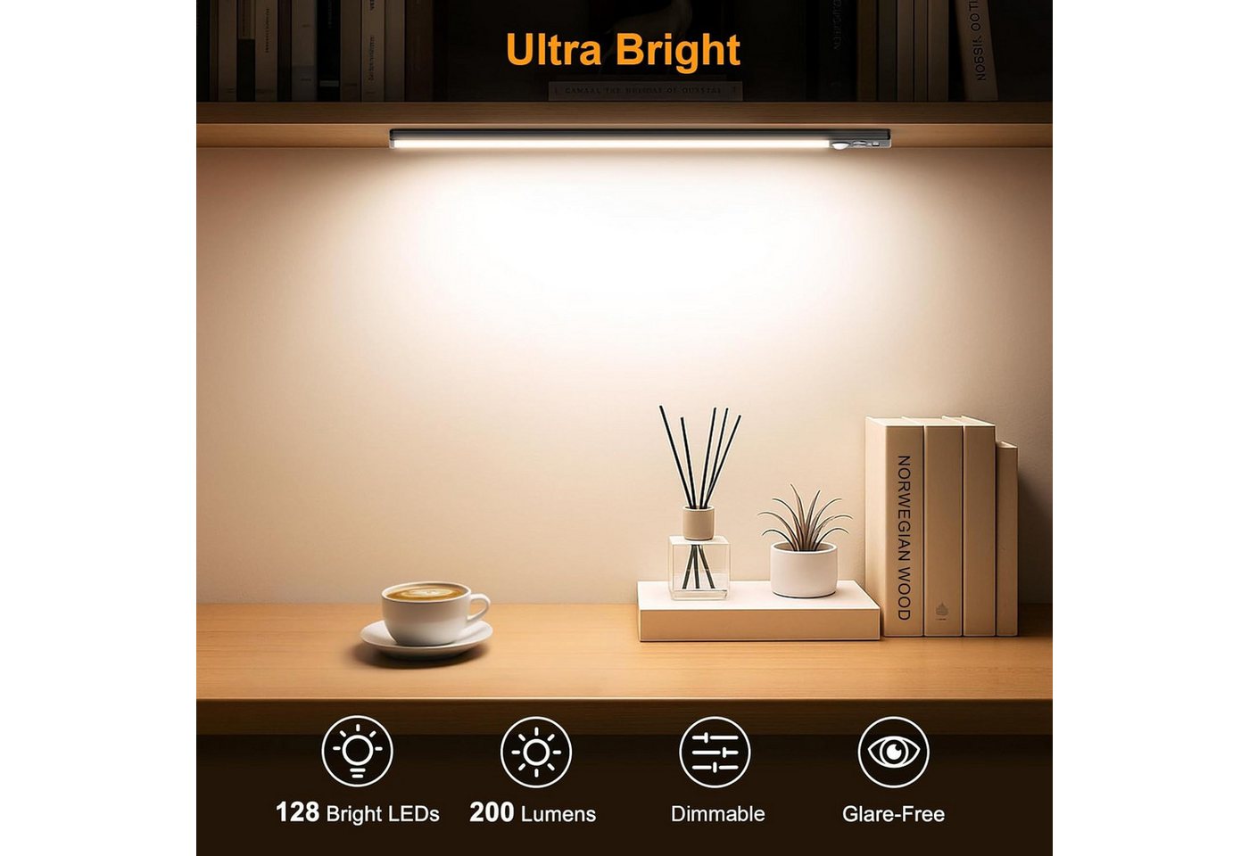 Athlix LED Unterbauleuchte 2er Unterbauleuchte Schrankbeleuchtung Kabellos mit Bewegungsmelder, LED fest integriert, 2 Stück - Warmweiß, Kaltweiß, Neutralweiß – Bild 2 von 5
