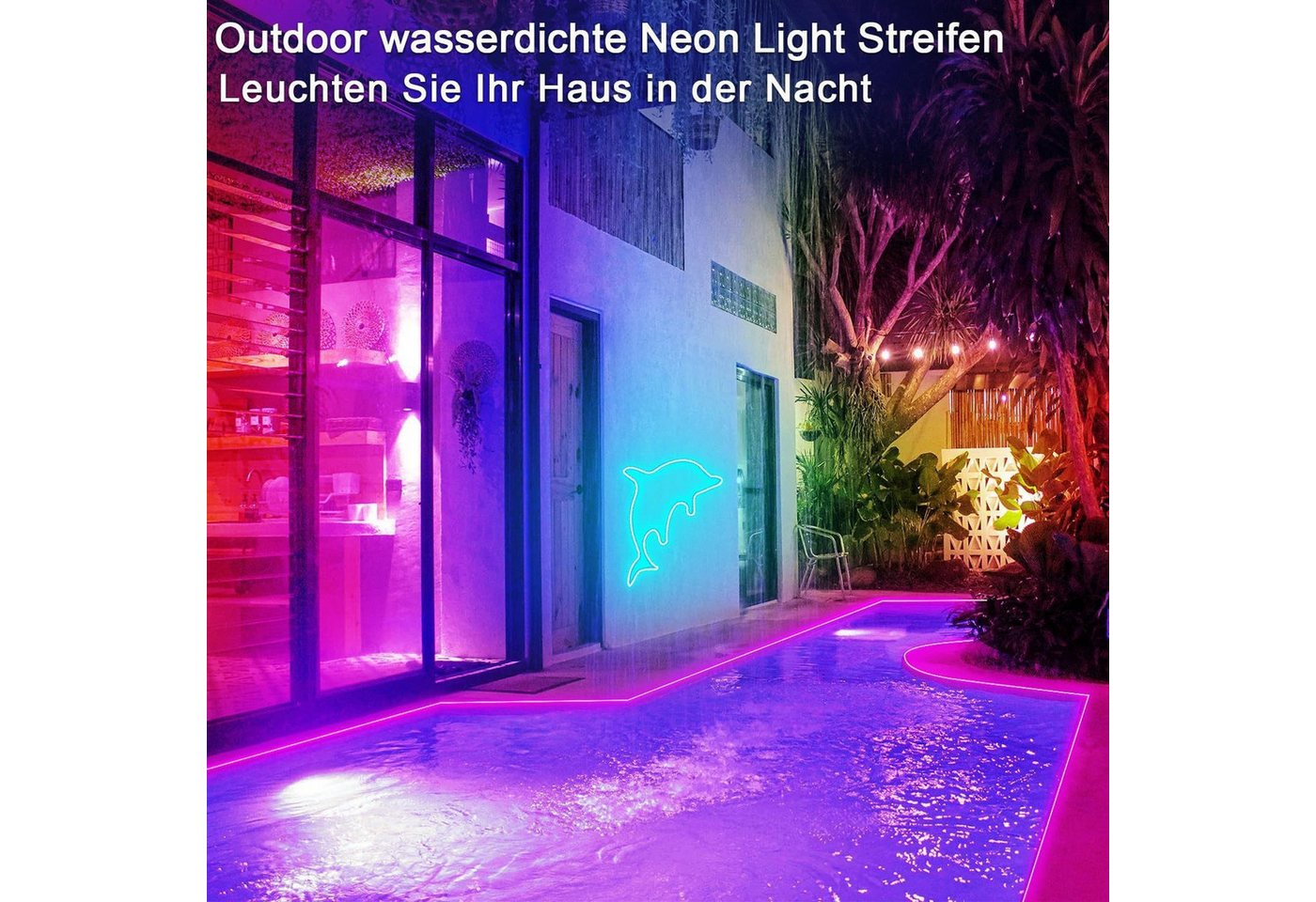 Athlix Lichterkette LED Lichtleiste LED Strip, Bluetooth Lichterkette mit Fernbedienung, LED fest integriert, IP65 wasserdicht, Schneidbar, 360° biegbar, 24V – Bild 3 von 5